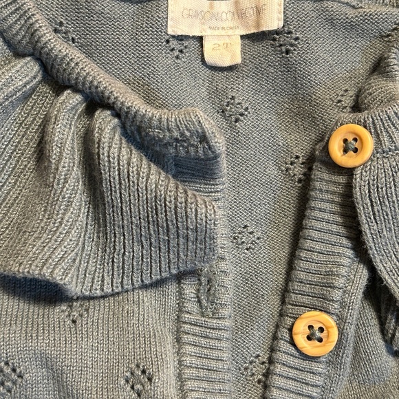 Gray-Blue Cardigan Ruffled Sweater - Picture 6 of 7